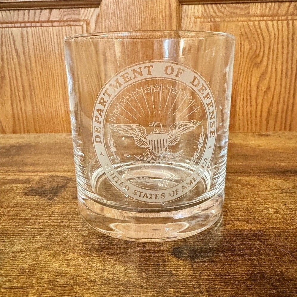 Department of Defense Seal Etched Rocks Glass Old Fashioned Tumbler